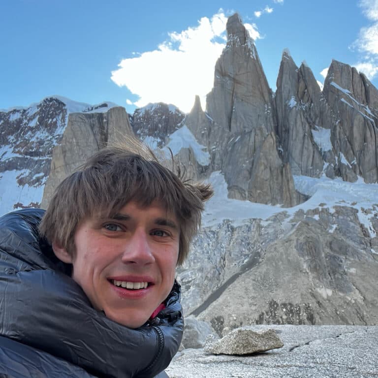 Michał Czech pod Cerro Torre w Patagonii